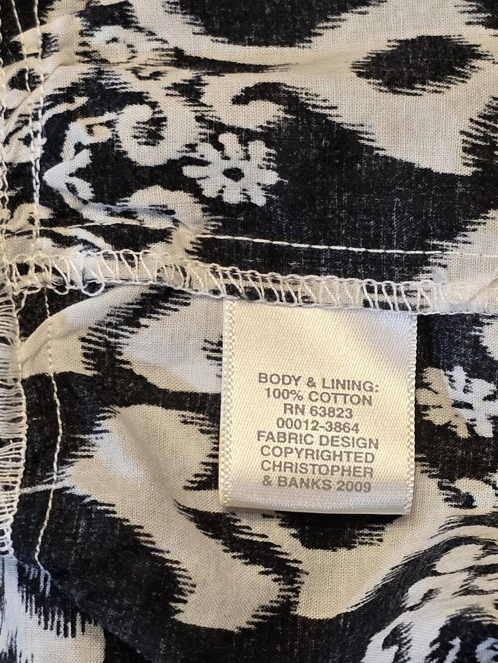 Christopher & Banks Black White Ikat Damask Tiered Maxi Skirt S 100% Cotton - Picture 7 of 7